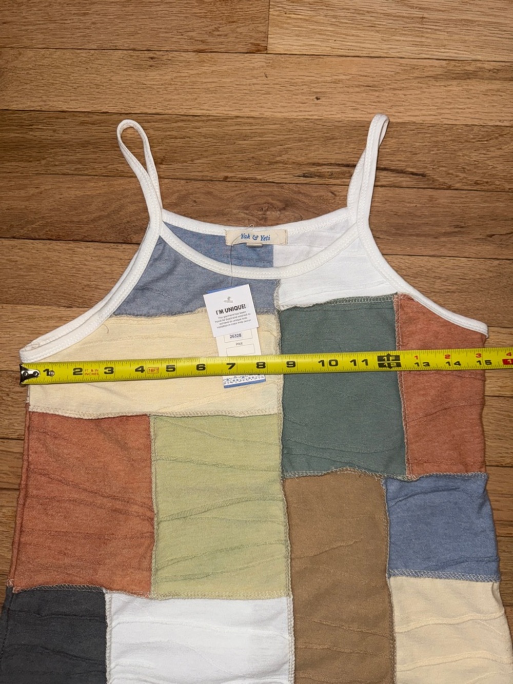 NWT Patchwork Multicolor Spaghetti Strap Tank Top cottage core bohemian small - Picture 8 of 10